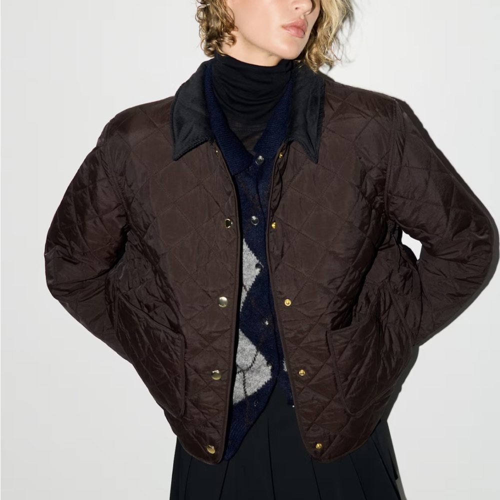 H&M Dark Brown Quilted Jacket - Picture 2 of 5